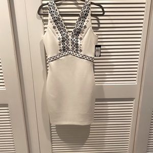 Embroidered V-Neck Sheath Dress